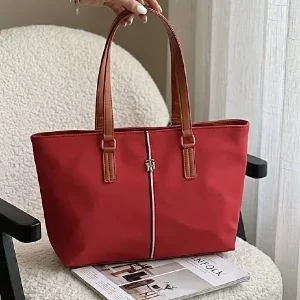 کیف دستی نوار سهرنگ و لوگو رنگ قرمز